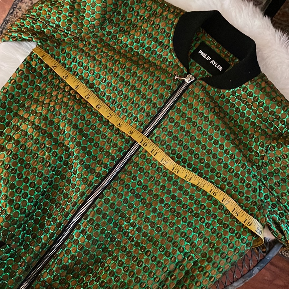 Green Patterned Bomber Jacket - Picture 8 of 11